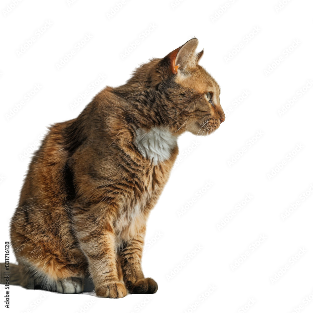 Obraz premium Cat with bowl, white background