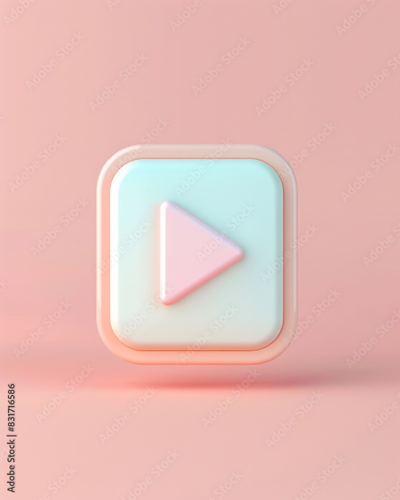 2D video play button in soft color, AI Generative 2D video play button in soft color, AI Generative