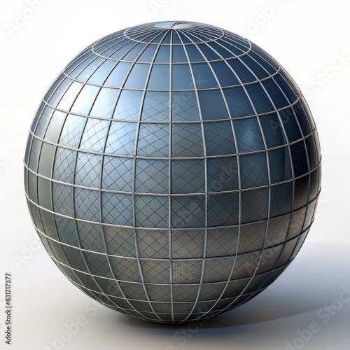3D Render of a Wireframe Globe  on isolated white background  Generative AI
