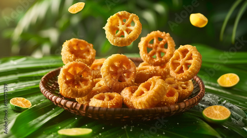 Vibrant Sri Lankan kokis fried to golden brown, sinhala aluth awrudu kewili