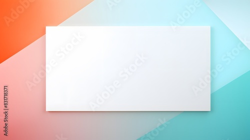 Blank card with geometric shapes in the corners, against a gradient background