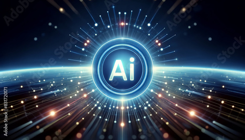 AI Logo with Holographic Light