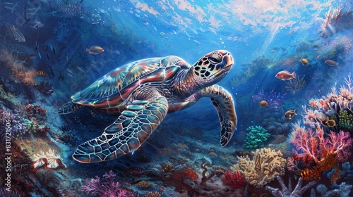 Marine turtle and ocean reef © TheWaterMeloonProjec