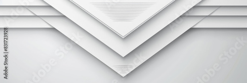 Abstract geometric layered white paper background with clean lines and subtle shadows creating a minimalist design 