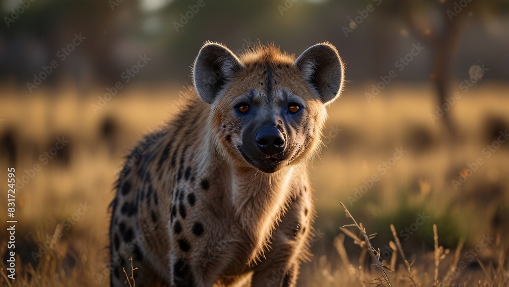 wild hyena on nature with blurr background wild hyena on nature with blurr background
