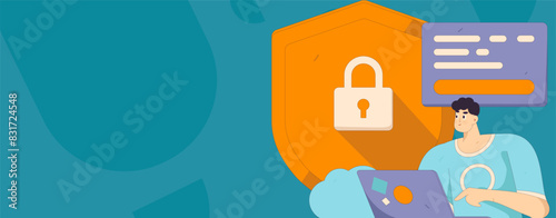 Business network security character flat vector concept operation hand drawn illustration
