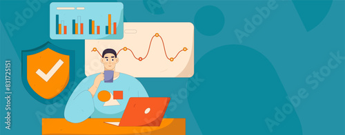 Business network security character flat vector concept operation hand drawn illustration
