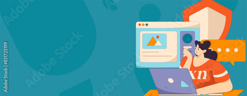 Business network security character flat vector concept operation hand drawn illustration
