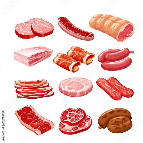 selection of cured meats, sausages, and cold cuts photo