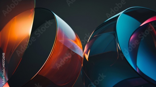 Sleek modernity meets colorful swirls in reflective surfaces photo