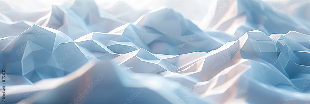 Obraz premium Abstract geometric landscape with white polygonal shapes forming a futuristic and minimalist 3D design with sharp edges 