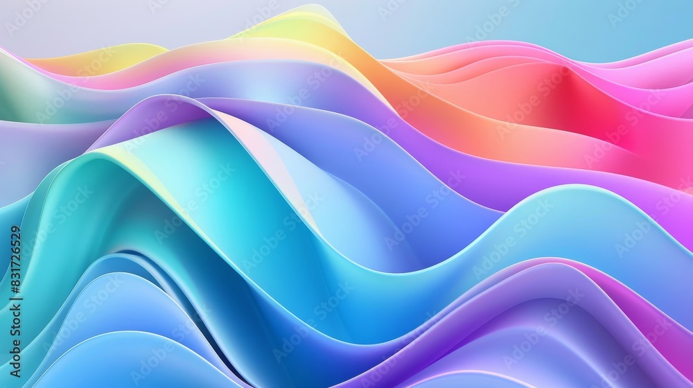 Fototapeta premium Flowing waves carry vibrant gradient colors in motion