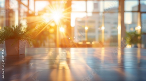 Office shadows dance as sunlight spills over a desk