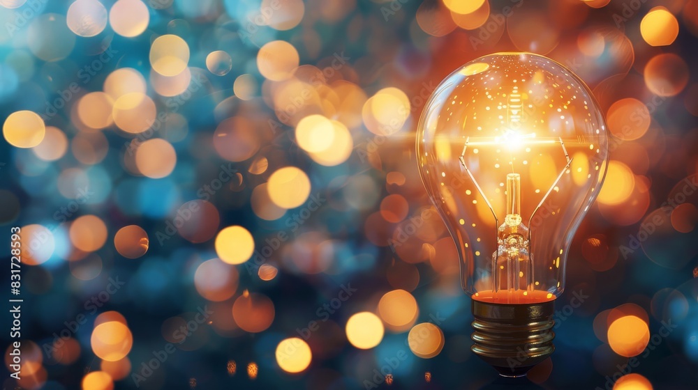 Bright idea amid a sea of bokeh lights glow Bright idea amid a sea of bokeh lights glow