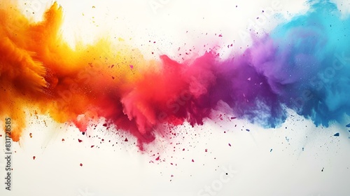Colorful powder explosion on white background. photo