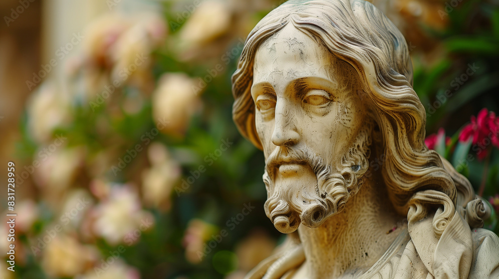 Closeup of Jesus statue in the garden. Closeup of Jesus statue in the garden.