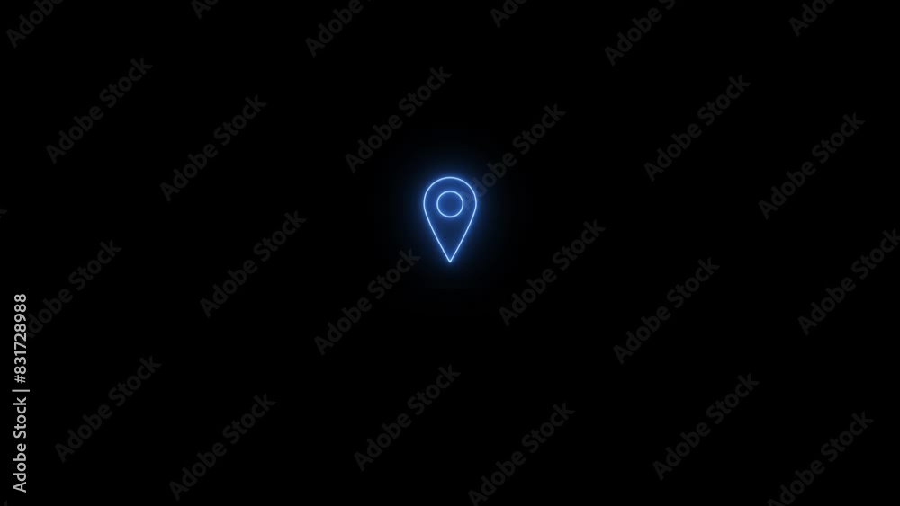 Abstract neon location tracker mark icon animation. Abstract neon location tracker mark icon animation.