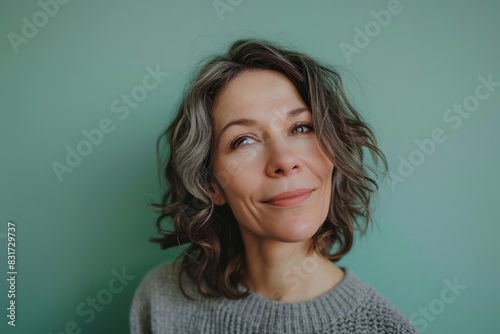 Portrait of a beautiful middle aged woman smiling at the camera.