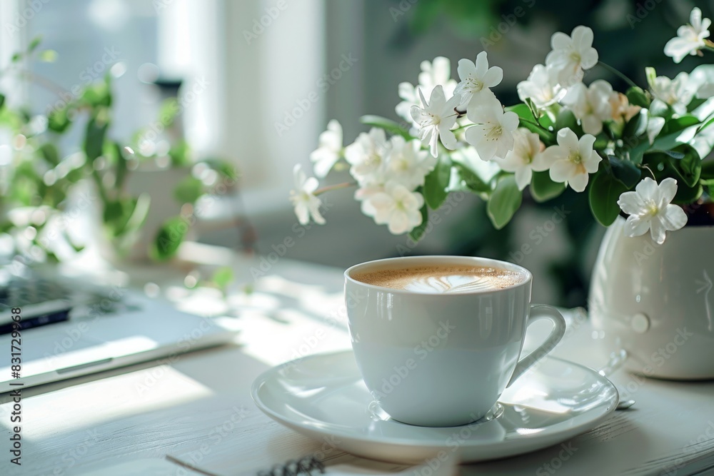 Morning Coffee by the Window Serene Start with Blossoms Morning Coffee by the Window Serene Start with Blossoms