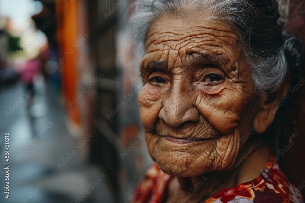 Old Asian woman with a sad face in the street of Kathmandu, Nepal. Old Asian woman with a sad face in the street of Kathmandu, Nepal.