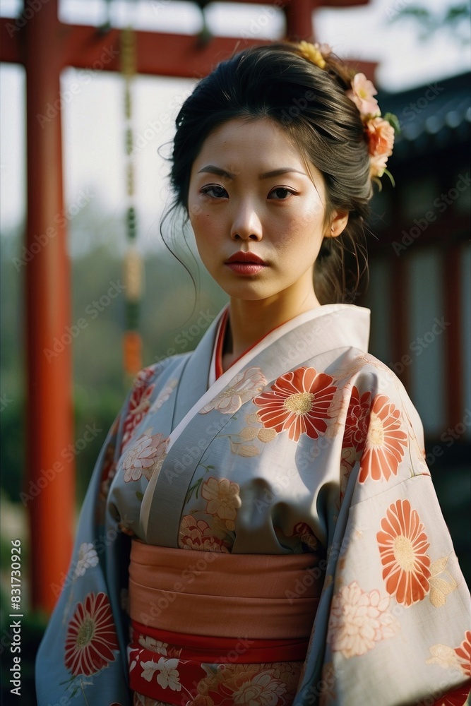 a beautiful woman in a traditional Japanese kimono a beautiful woman in a traditional Japanese kimono