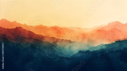 Awe Inspiring Mountainous Landscape in Warm Hues of Sunset photo