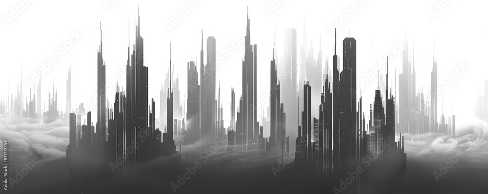 city silhouette in black color with horizontal composition and nice artistic nuance