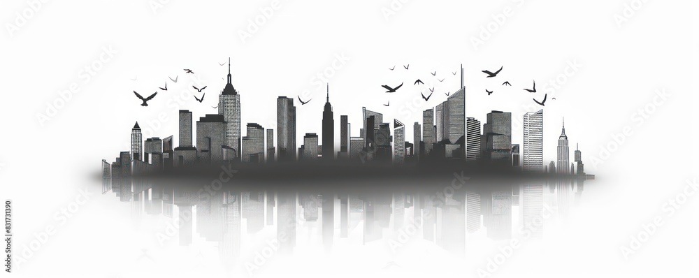 Obraz premium city silhouette in black color with horizontal composition and nice artistic nuance