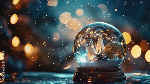 Magical snow globe with Christmas decorations