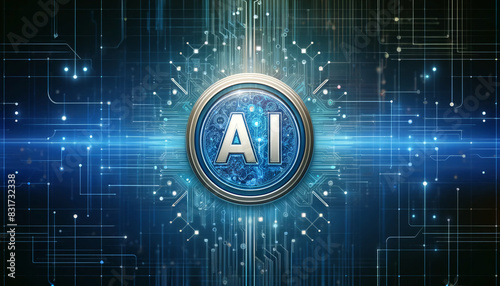 AI Icon with Floating Digital Codes