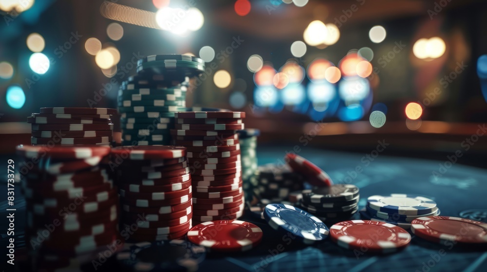 Casino chips and poker chips on table. Casino chips and poker chips on table.