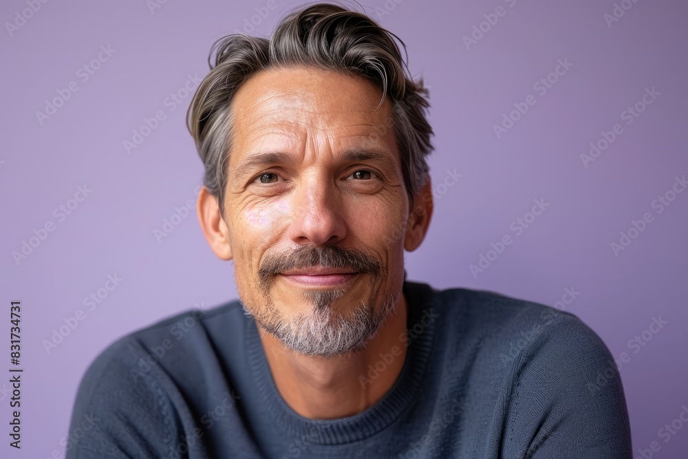 Portrait of handsome mature man with grey hair and beard looking at camera Portrait of handsome mature man with grey hair and beard looking at camera