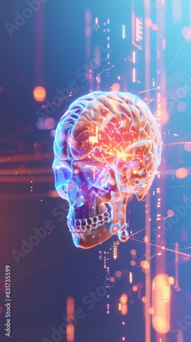 Illustration of Brain Scans and Medical Data Indicating CTE Diagnosis on Abstract Background photo