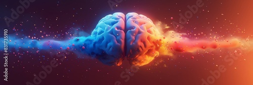 Abstract Illustration of Emotional and Behavioral Changes Due to CTE with Melting Brain Design in Bright and Dark Colors photo