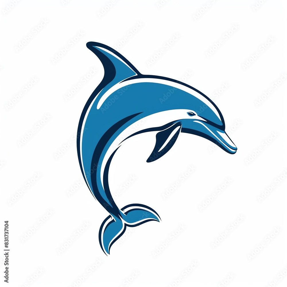 Naklejka premium Soothing dolphin jump silhouette, ideal for aquatic sports team logos, perfect for swim teams and water sports gear