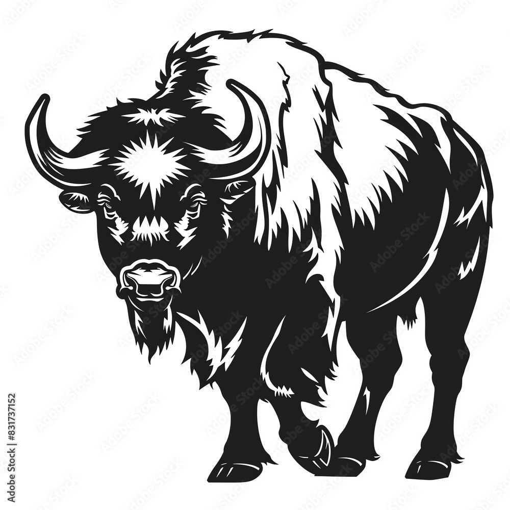 Sturdy buffalo stance silhouette, crafted for resilient sports team branding, ideal for football team jerseys and fan gear Sturdy buffalo stance silhouette, crafted for resilient sports team branding, ideal for football team jerseys and fan gear