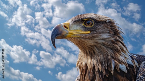 Majestic Brown Eagle Gazing Skyward in Rainbow Colors for Pride Month Celebration