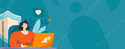 Business network security character flat vector concept operation hand drawn illustration
