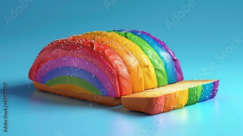 Colorful 3D Bread Art for Pride Month Celebration on Simple White Background - Cute Adobe Illustration Style