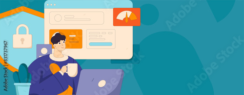 Business network security character flat vector concept operation hand drawn illustration
