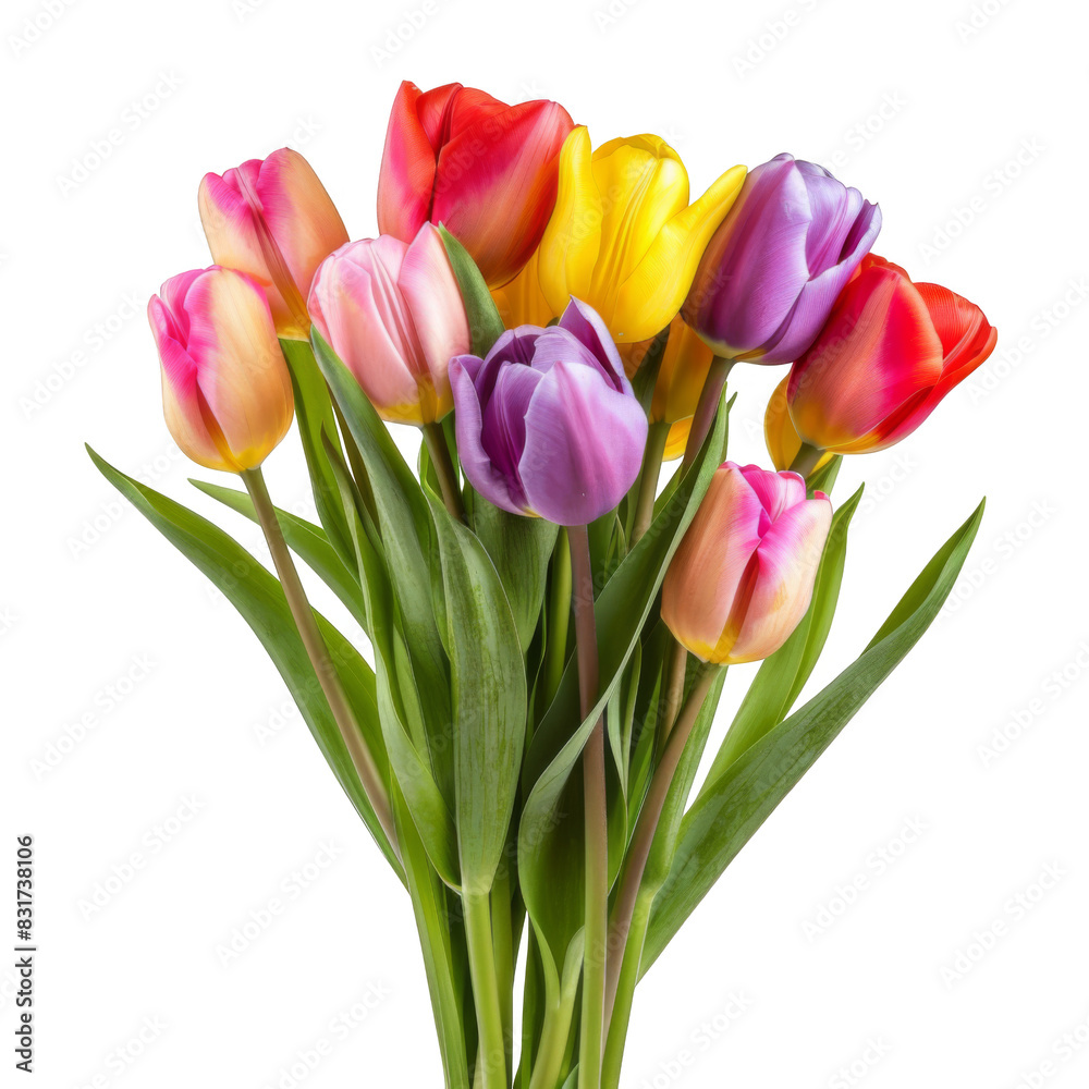 Beautiful tulip Flower bouquet isolated on white background