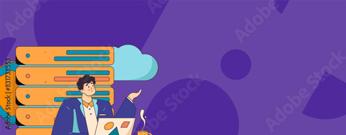 Business network security character flat vector concept operation hand drawn illustration
