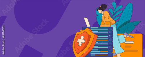 Business network security character flat vector concept operation hand drawn illustration
