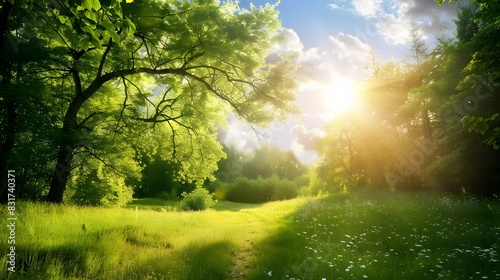 summer nature view with sunlight