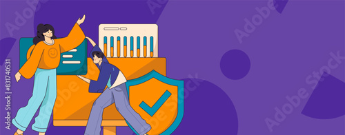 Business network security character flat vector concept operation hand drawn illustration
