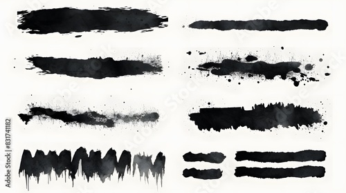 Collection of grunge brush strokes