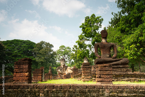 Ancient Buddha statue on the historical site in Kamphaeng Phet Historical Park