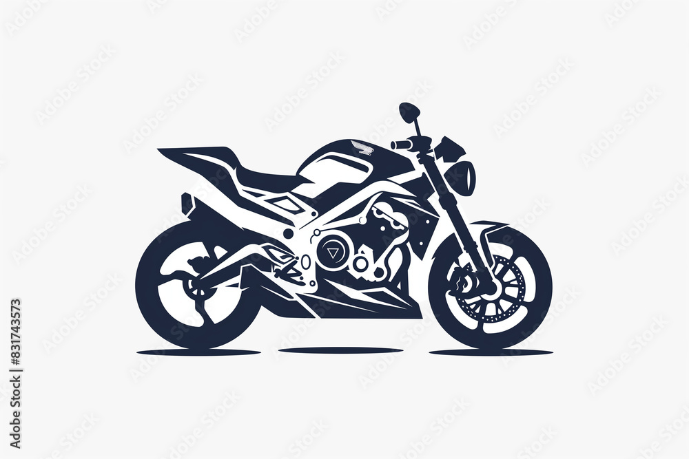logo, illustration vectorielle d'une moto, type gros cube routier, modèle de style japonais. Logo noir sur fond blanc, pour métier de la moto, vente, réparation, location, customisation, pièces