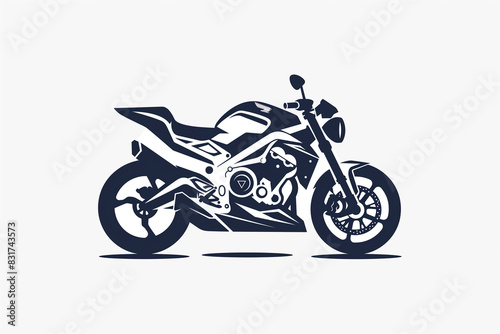 logo, illustration vectorielle d'une moto, type gros cube routier, modèle de style japonais. Logo noir sur fond blanc, pour métier de la moto, vente, réparation, location, customisation, pièces photo
