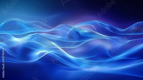 Blue Abstract Waves Background. photo